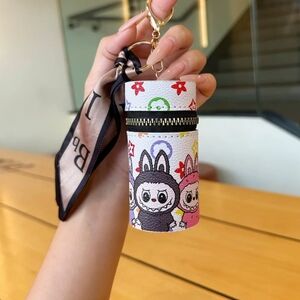Designer Inspired White Labubu Storage Keychain POP MART Luxury Collectible